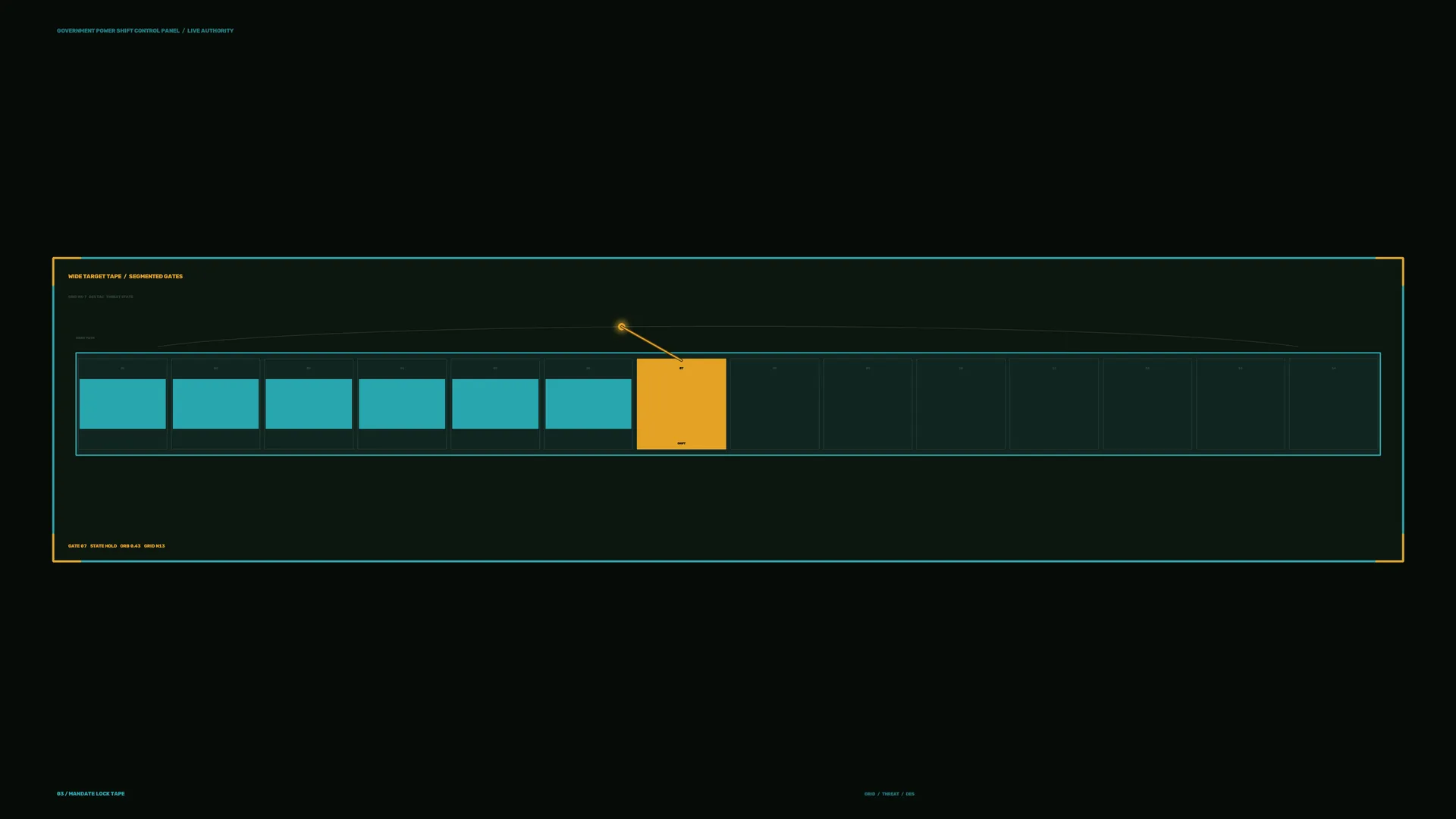 Segmented gate control panel in cyan and amber — free 3840x2160 4K wallpaper image