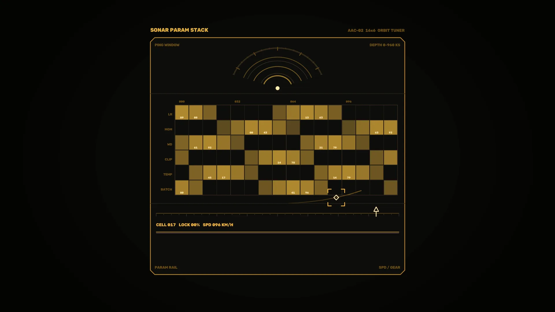 Amber Sonar Parameter Grid Interface — free 3840x2160 4K wallpaper image