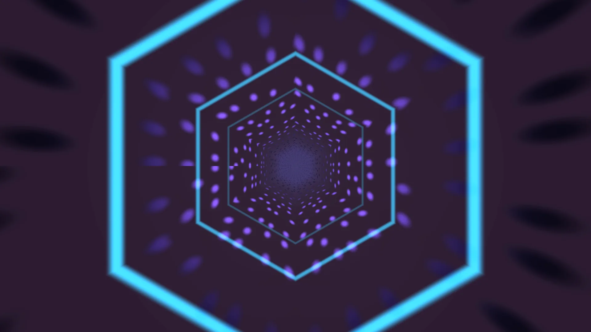 Cyan hexagonal tunnel with violet light points — free 3840x2160 4K wallpaper image