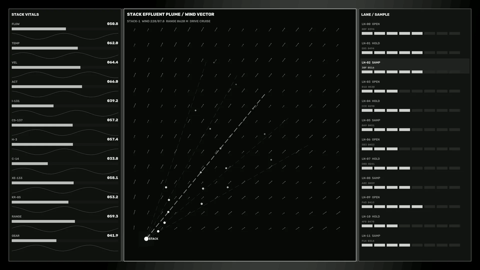 Monochrome effluent plume vector dashboard — free 3840x2160 4K wallpaper image
