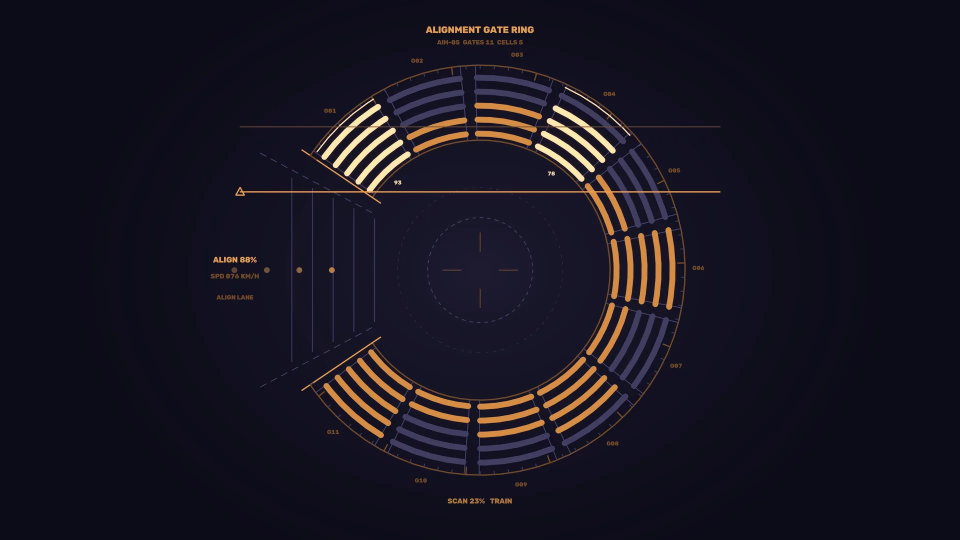 Amber Alignment Gate Ring Interface — free 3840x2160 4K wallpaper image
