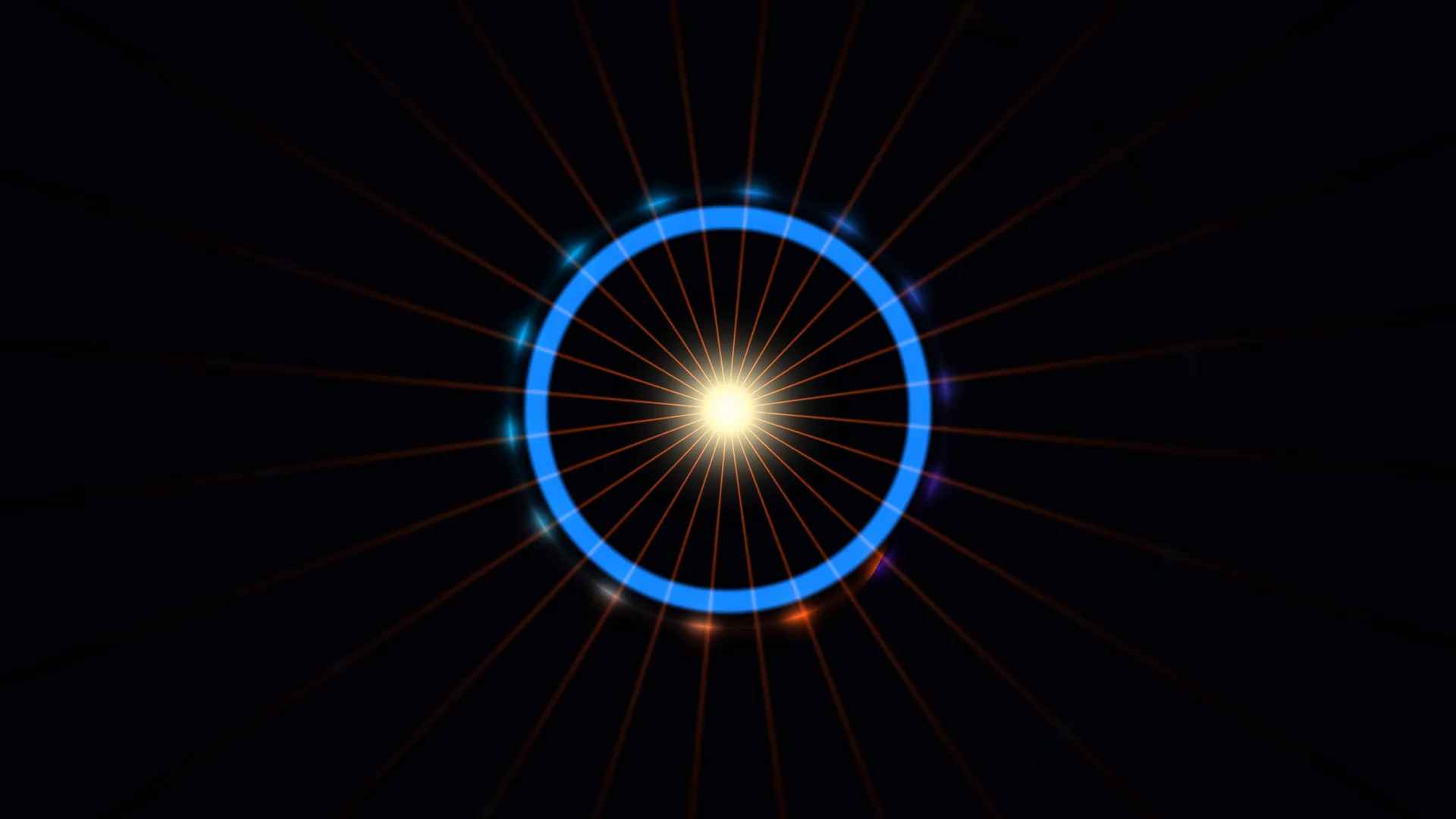 Blue ring with radial orange light geometry — free 3840x2160 4K wallpaper image