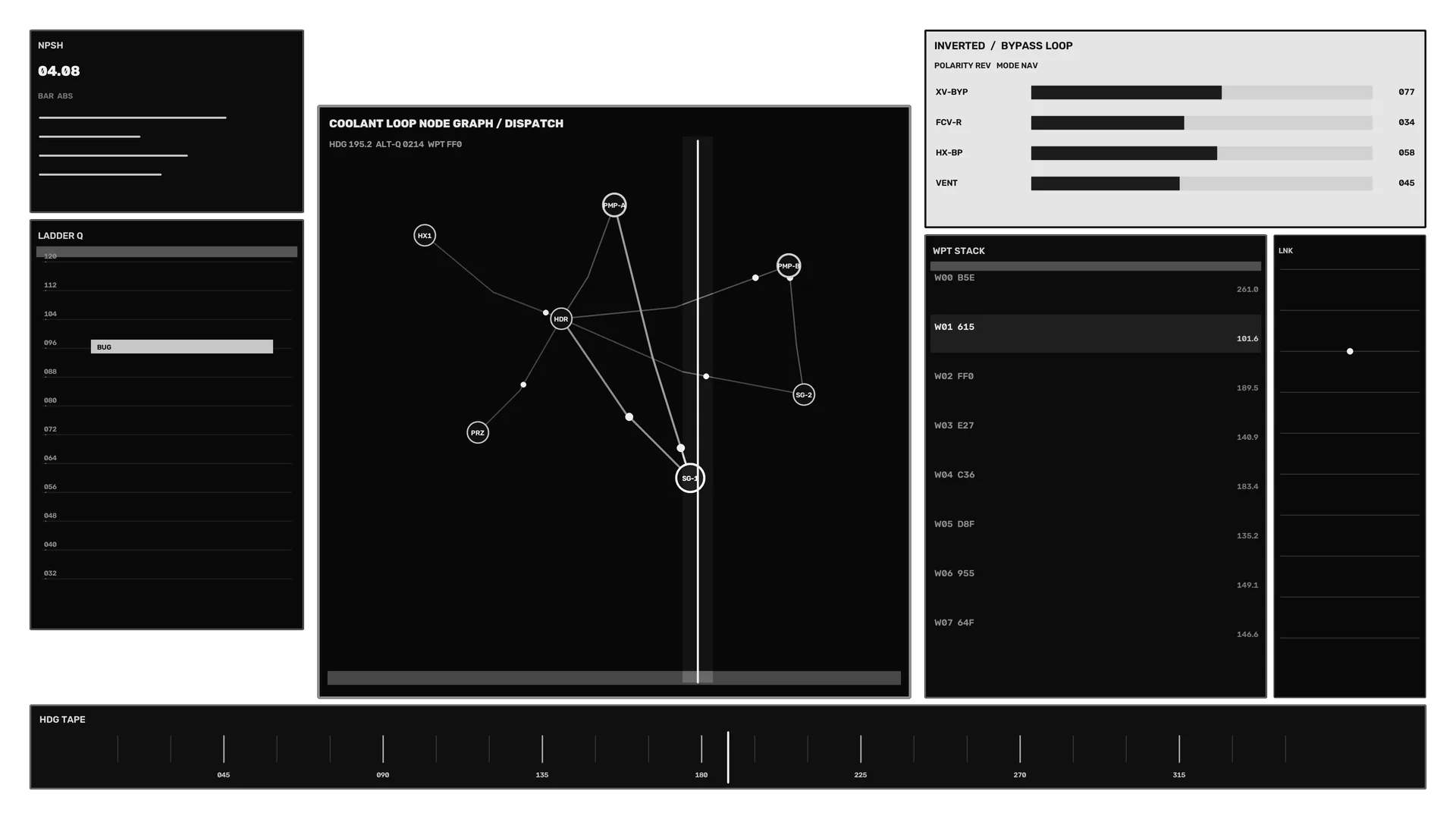 Monochrome coolant loop node graph interface — free 3840x2160 4K wallpaper image
