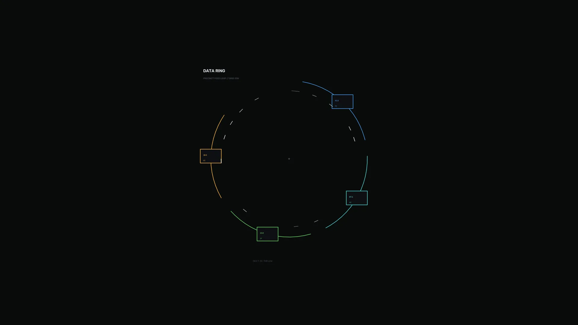 Multicolour orbital data ring on black — free 3840x2160 4K wallpaper image