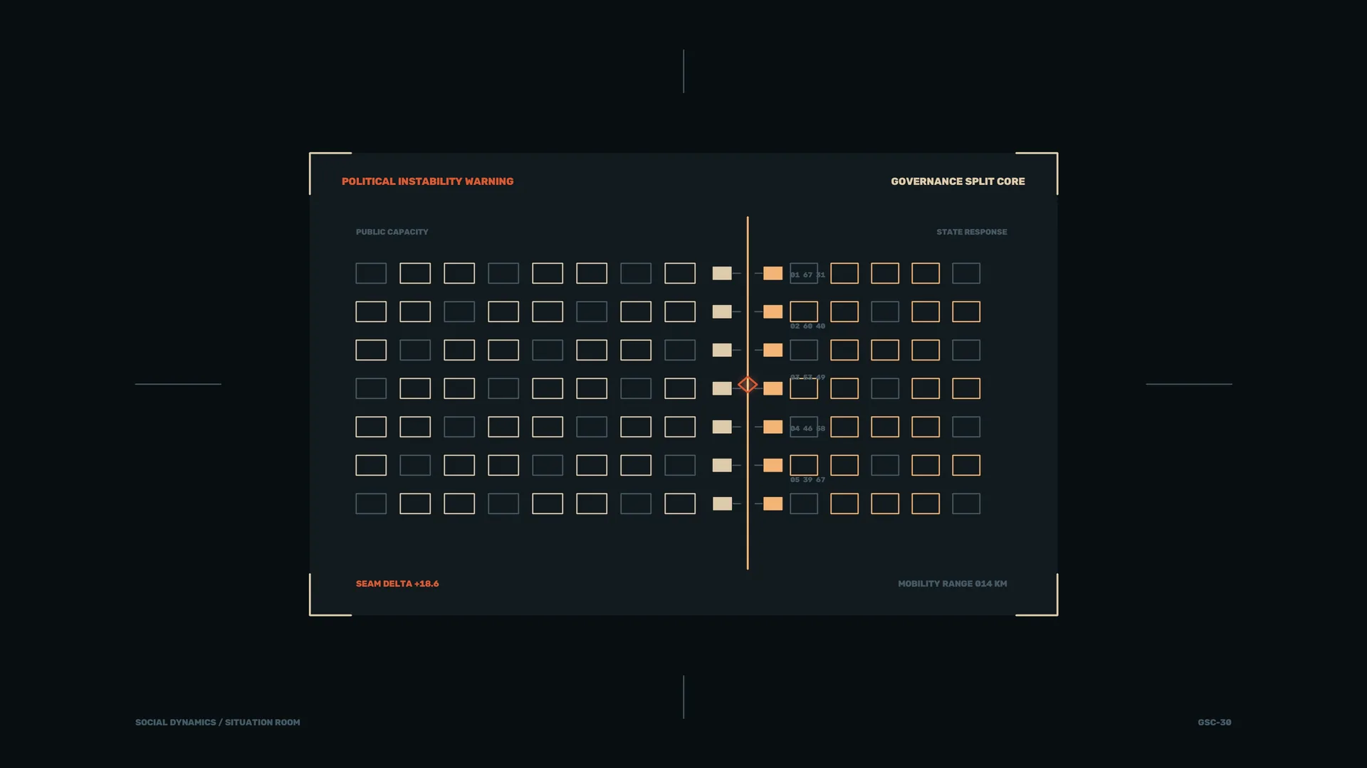 Governance split core with geometric data grid — free 3840x2160 4K wallpaper image