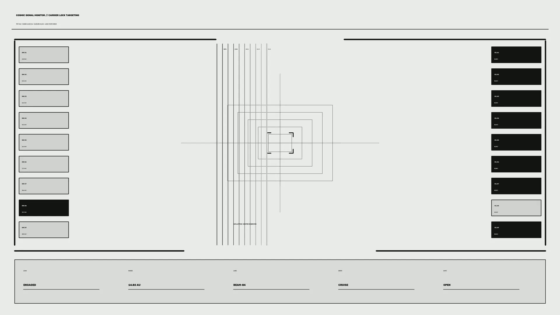 Monochrome signal targeting interface with orbital grid — free 3840x2160 4K wallpaper image