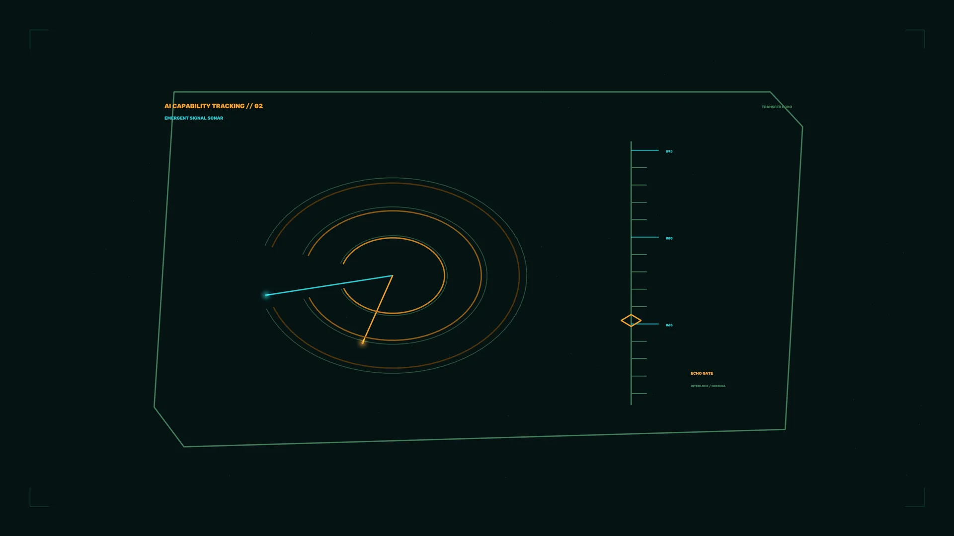 Cyan and amber sonar interface on a dark field — free 3840x2160 4K wallpaper image