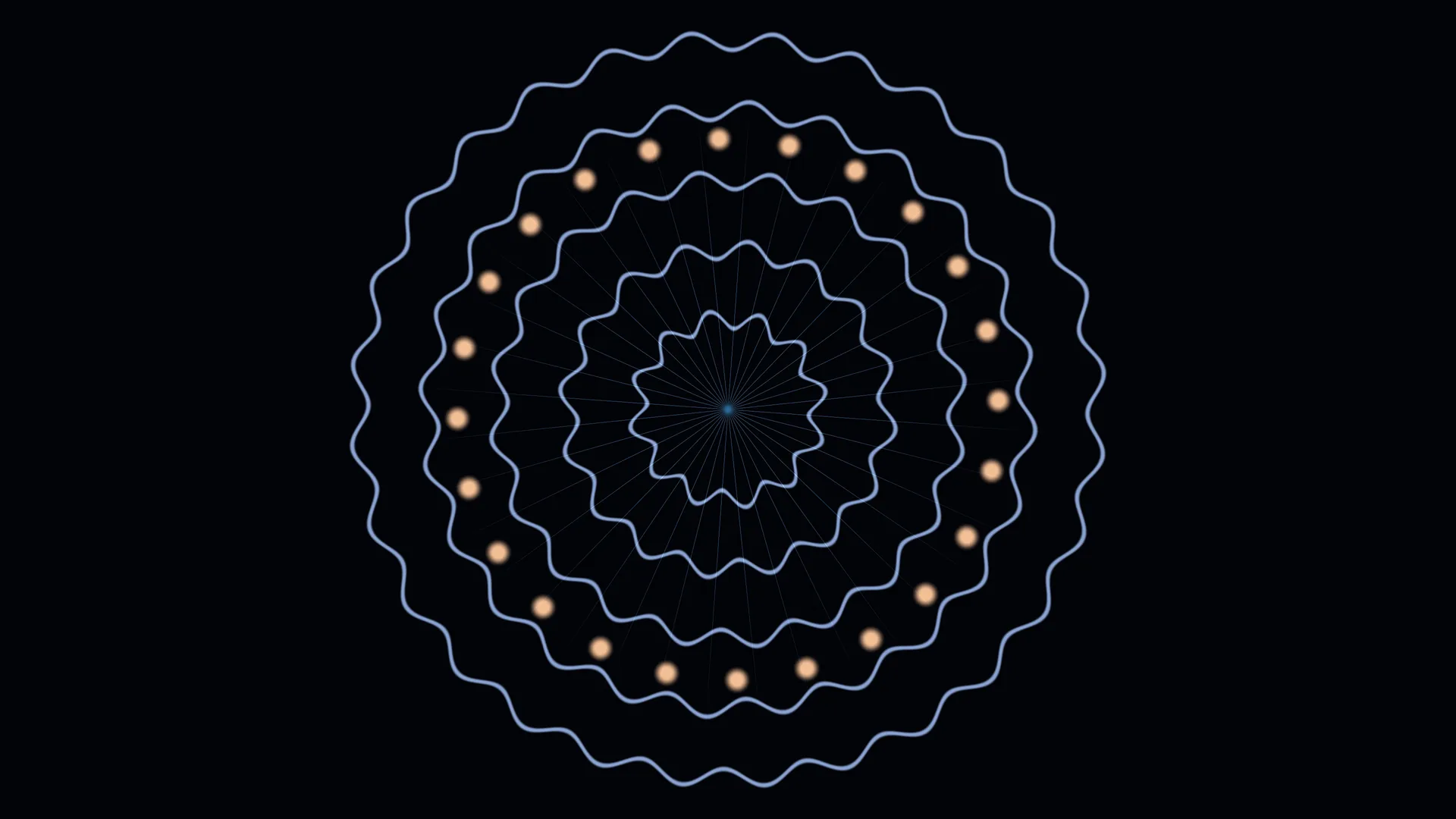 Concentric blue wave rings with amber points — free 3840x2160 4K wallpaper image