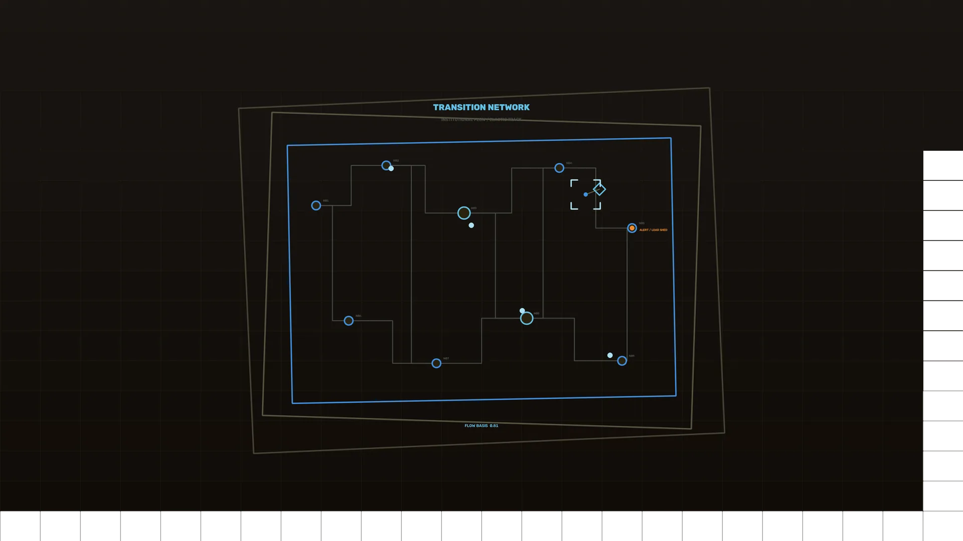 Blue transition network on a dark technical grid — free 3840x2160 4K wallpaper image