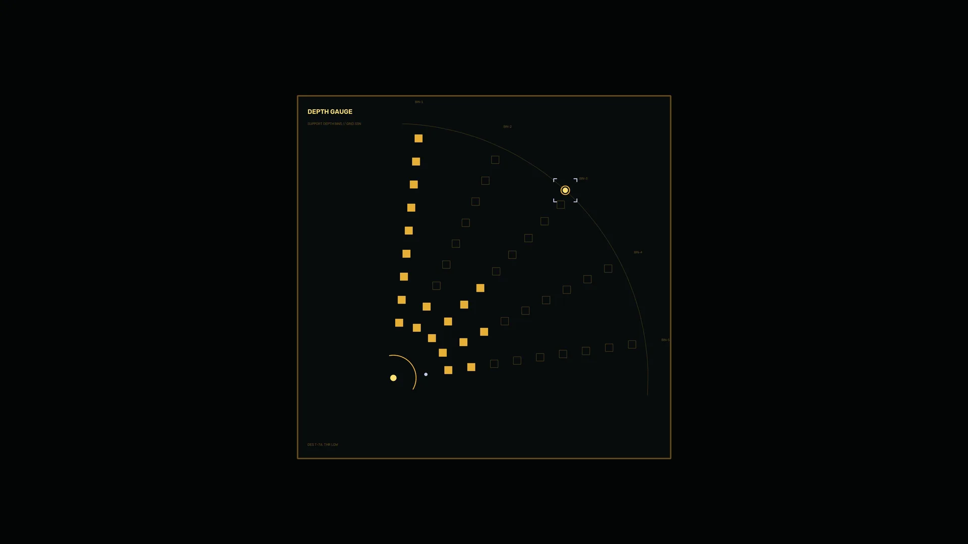 Amber depth gauge with orbital grid geometry — free 3840x2160 4K wallpaper image