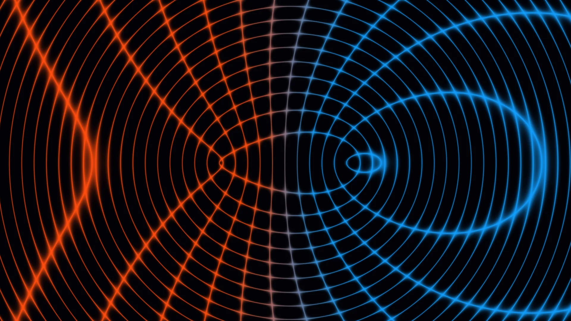 Bicolor wave lattice with concentric interference rings — free 3840x2160 4K wallpaper image