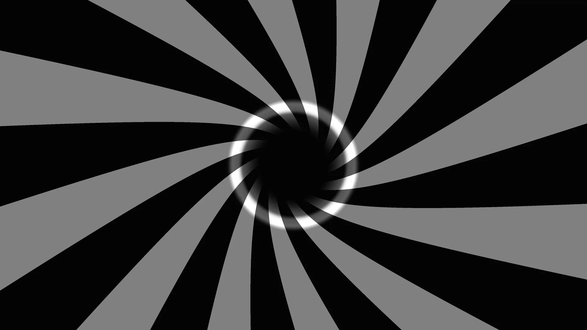 Monochrome radial spiral with luminous ring — free 3840x2160 4K wallpaper image