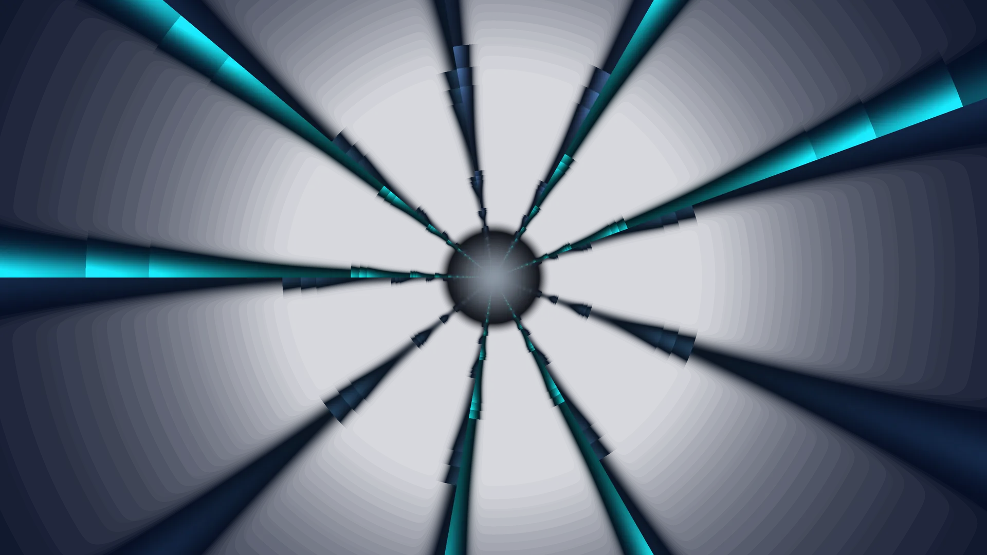 Cyan radial light tunnel on deep navy — free 3840x2160 4K wallpaper image