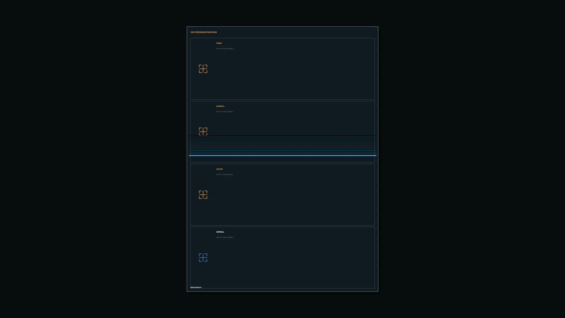 Dark diagnostic panel with cyan scan lines — free 3840x2160 4K wallpaper image