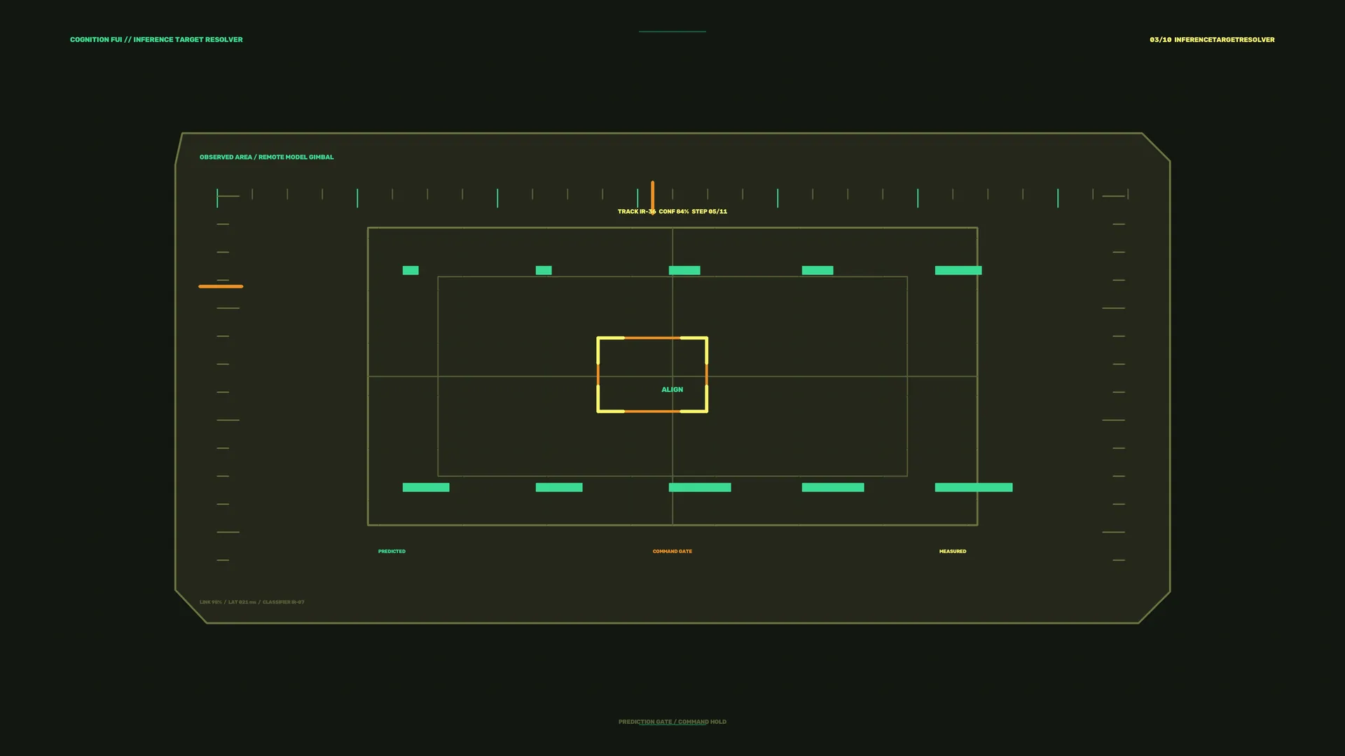 Neon geometric targeting interface on dark grid — free 3840x2160 4K wallpaper image