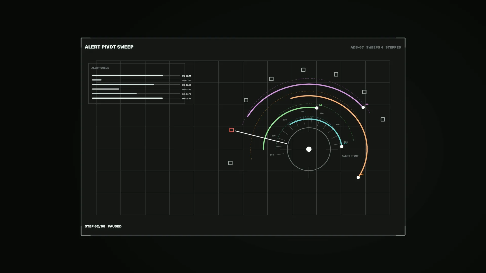 Dark radial alert pivot interface — free 3840x2160 4K wallpaper image