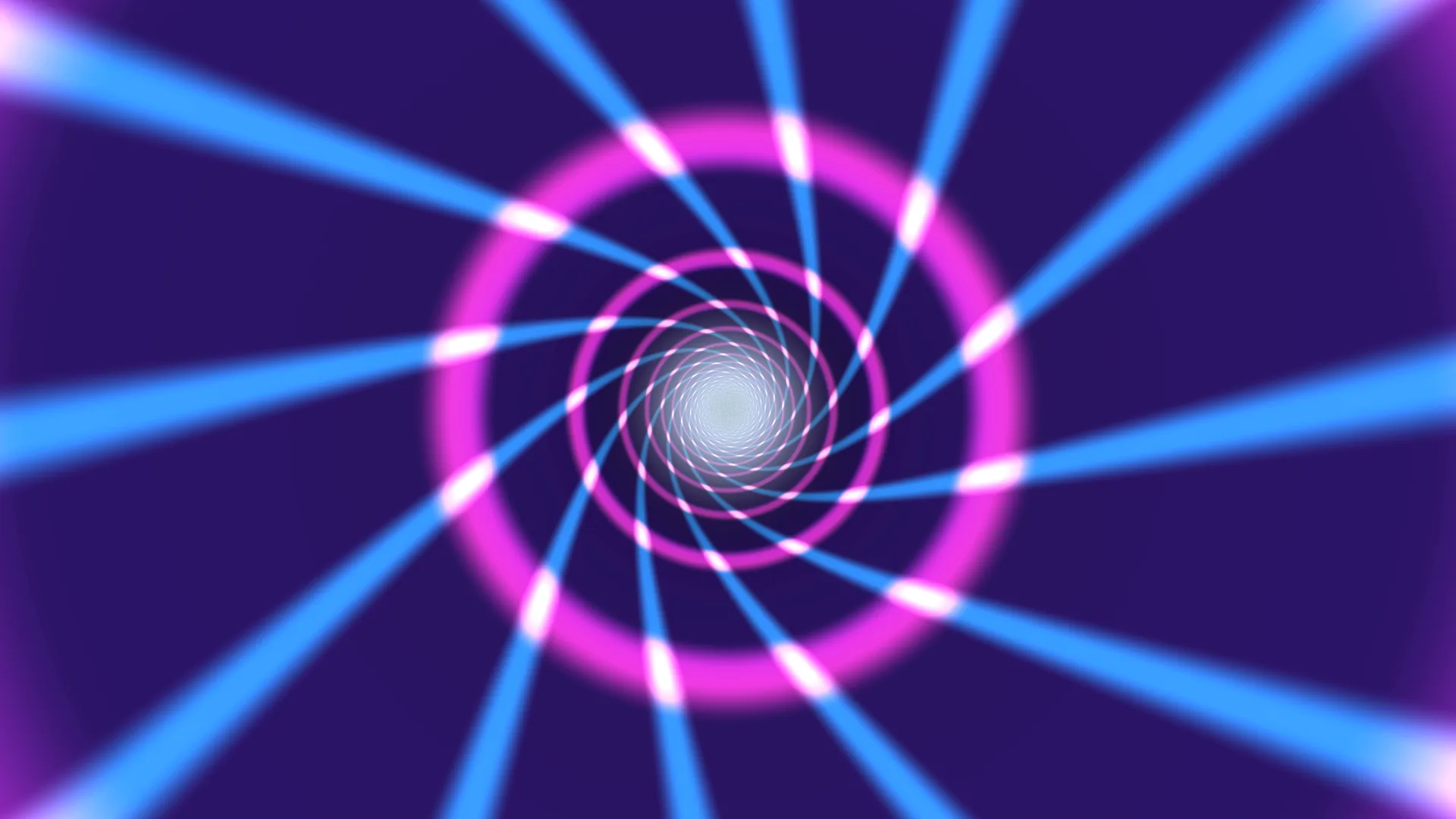 Neon radial tunnel with blue beams and pink rings — free 3840x2160 4K wallpaper image