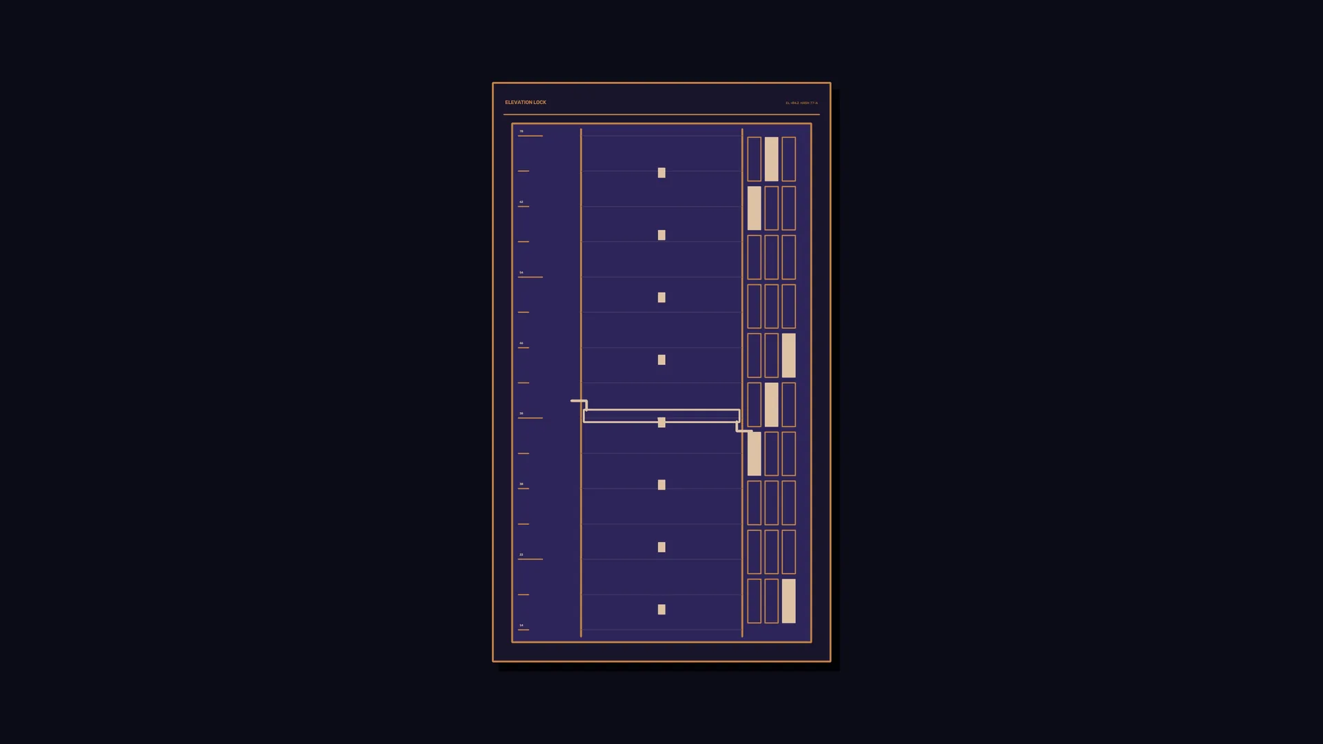 Elevation lock technical grid in indigo and copper — free 3840x2160 4K wallpaper image