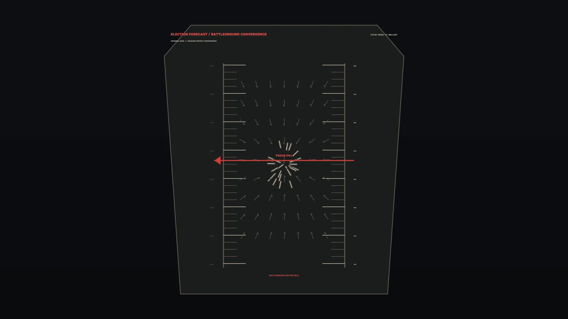 Dark vector field with radial focus markers — free 3840x2160 4K wallpaper image