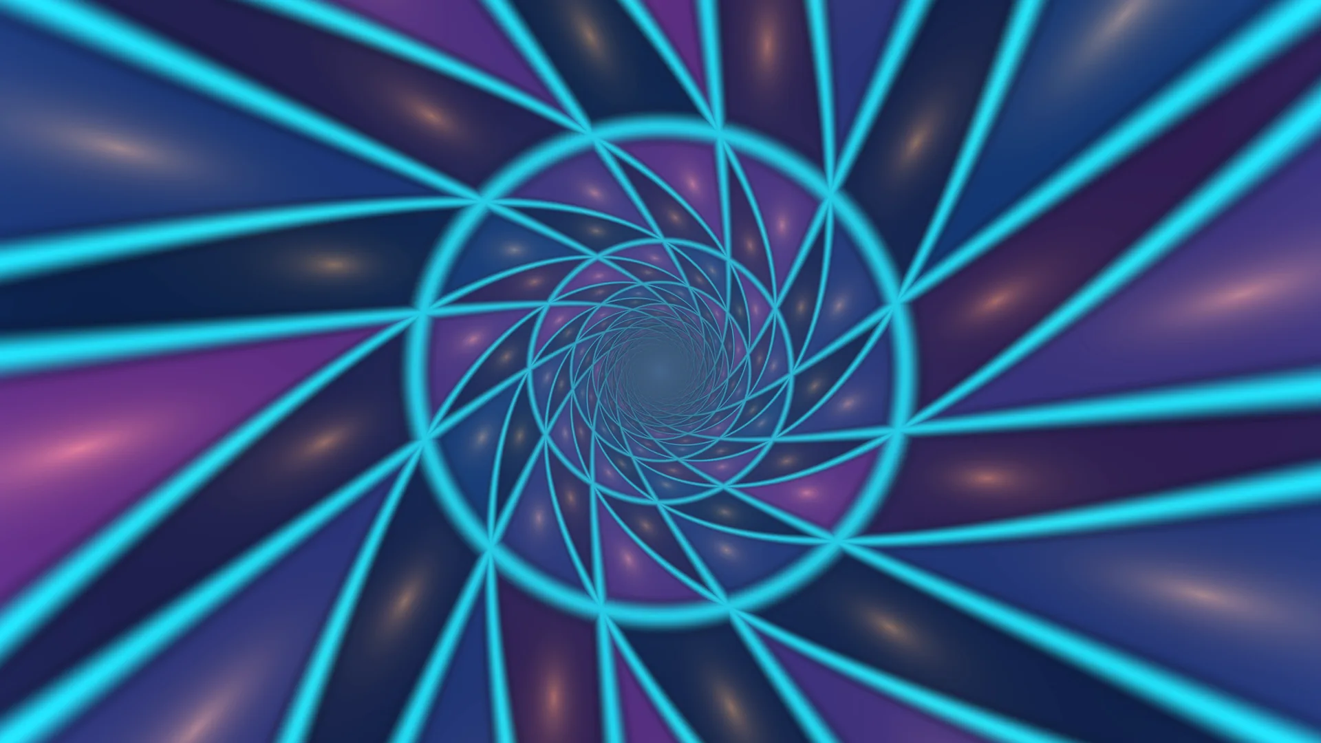 Cyan geometric spiral tunnel on violet blue — free 3840x2160 4K wallpaper image