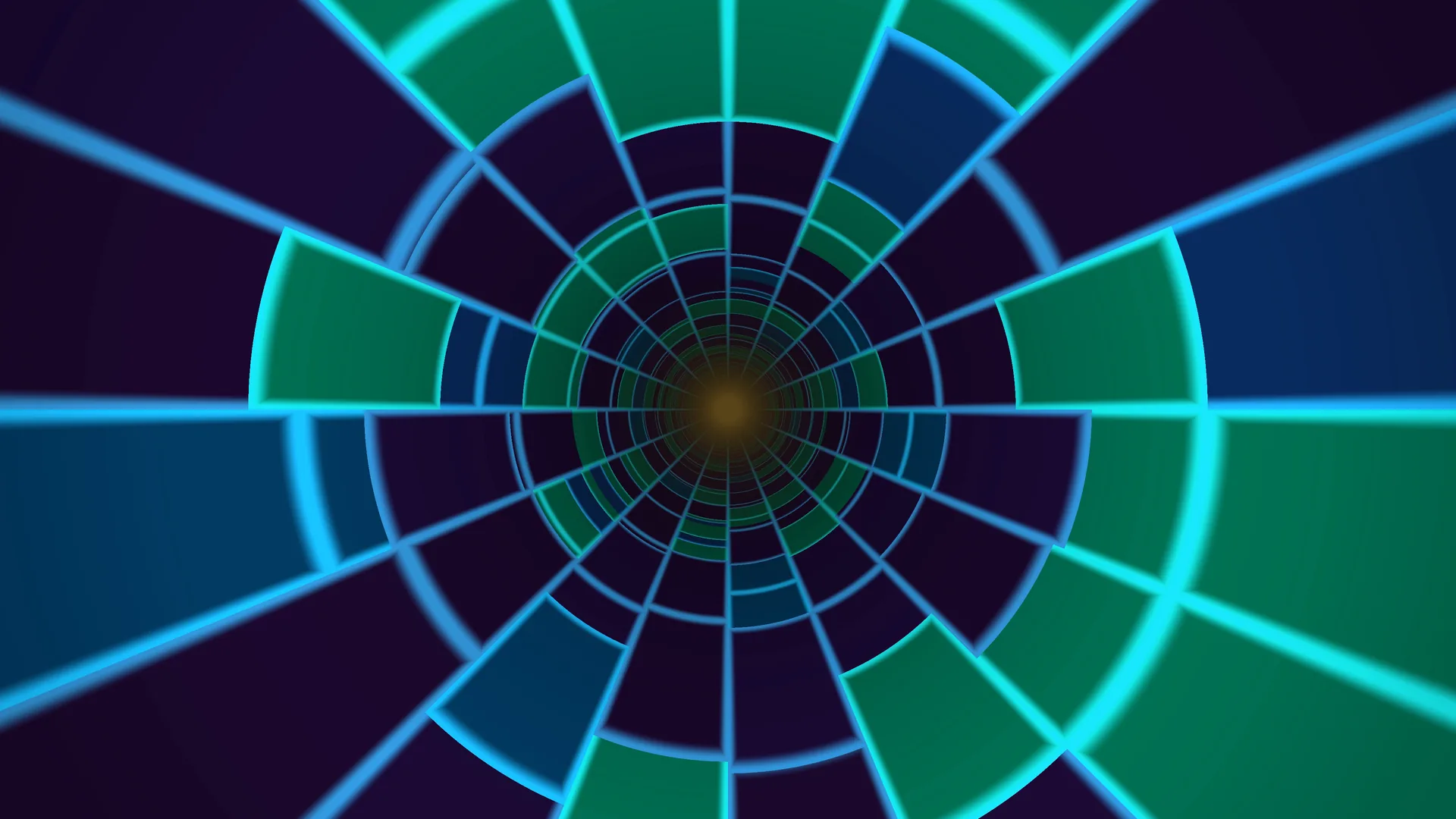 Concentric neon radial grid in blue and green — free 3840x2160 4K wallpaper image