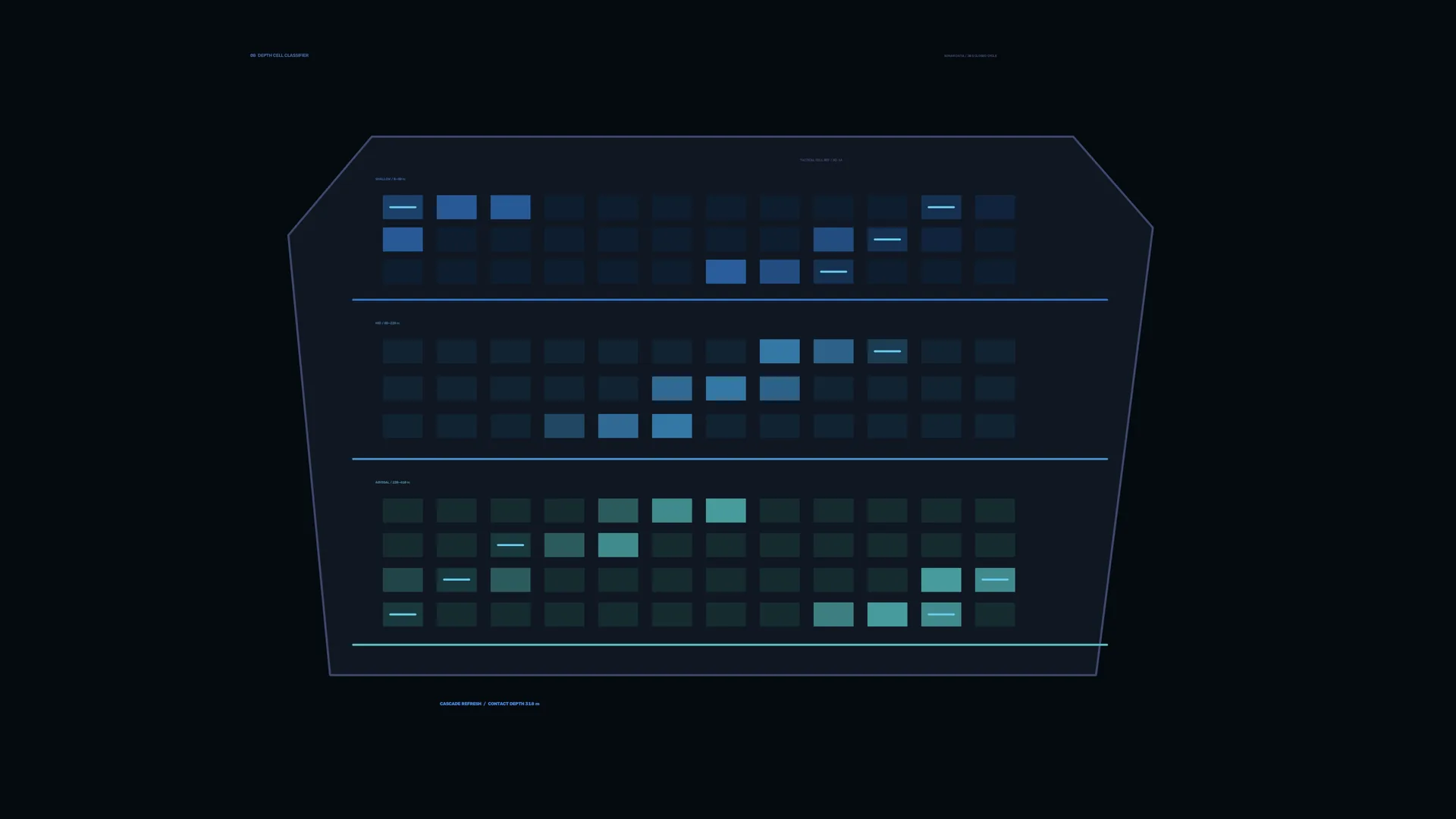 Deep blue geometric data grid interface — free 3840x2160 4K wallpaper image