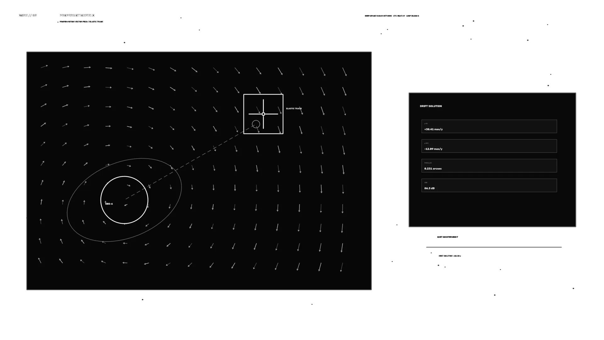 Monochrome satellite vector field and orbit map — free 3840x2160 4K wallpaper image