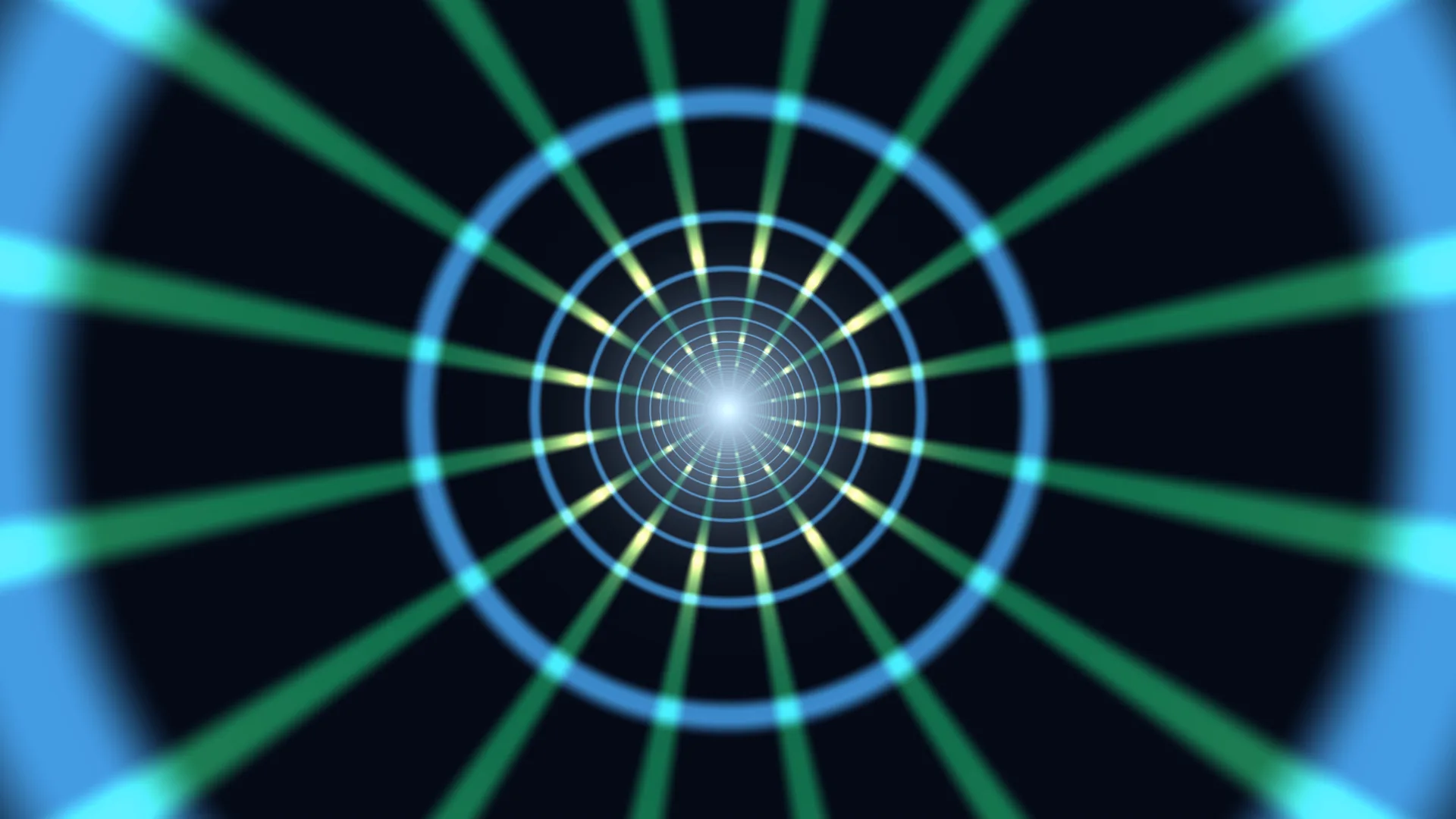Concentric blue rings with green radial beams — free 3840x2160 4K wallpaper image