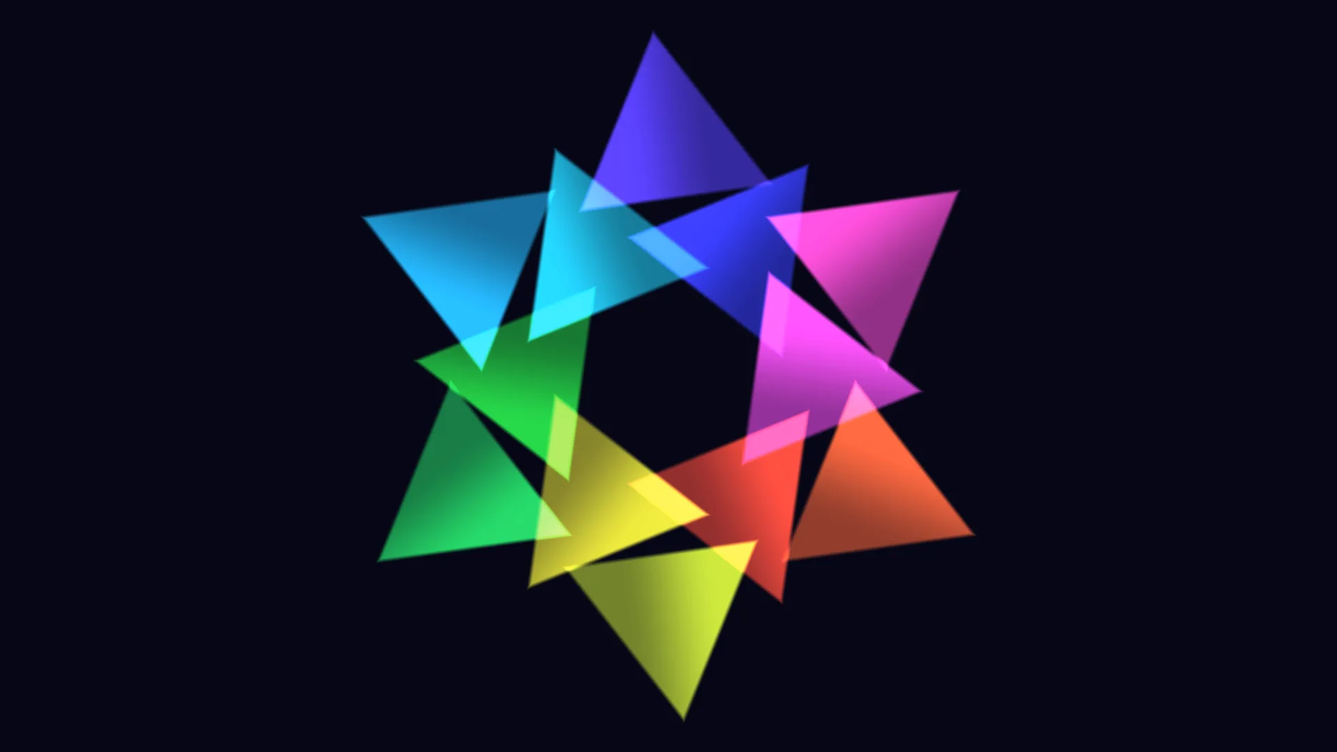 Overlapping rainbow triangles on a dark field — free 3840x2160 4K wallpaper image