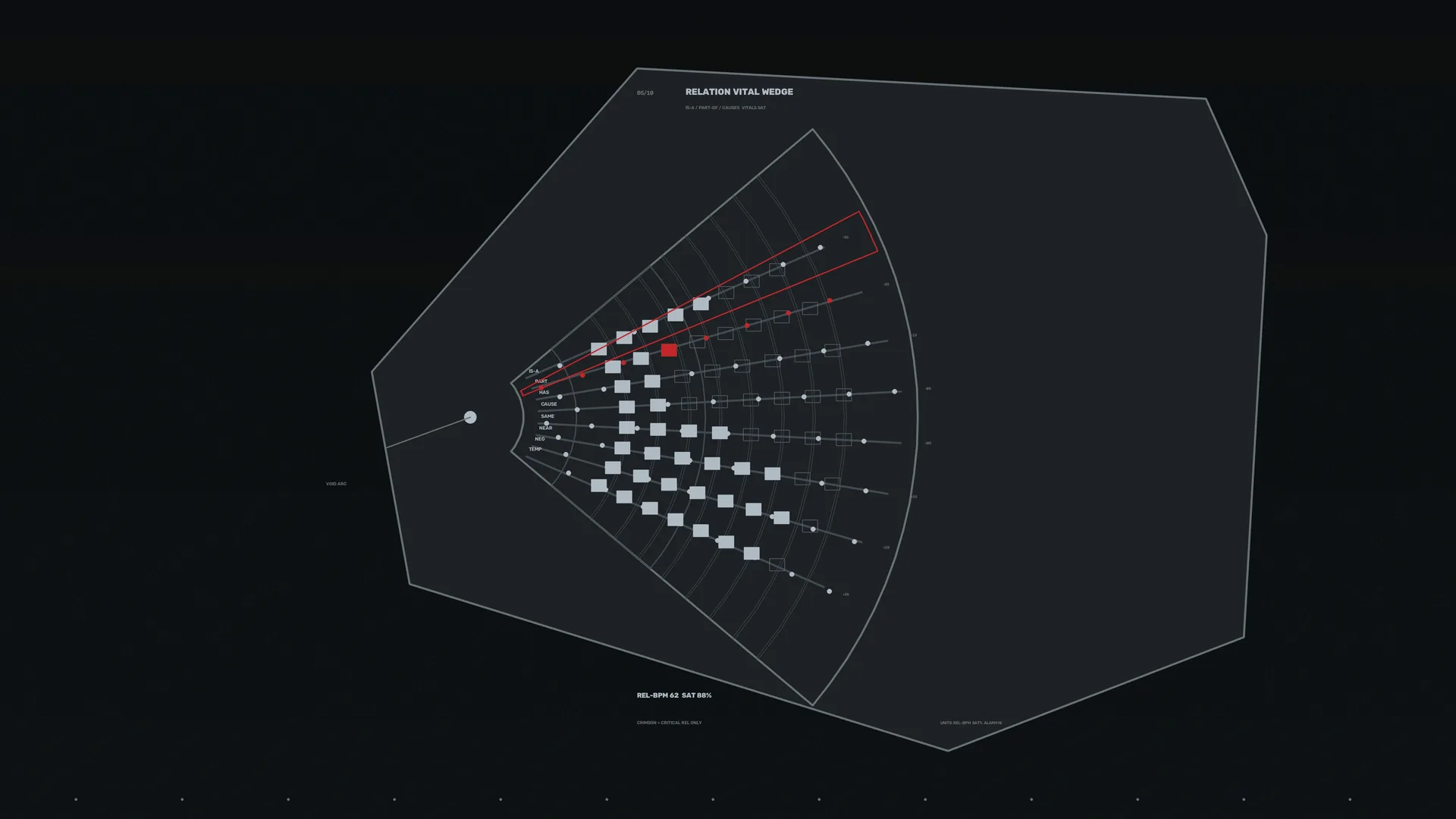 Dark radial systems diagram with red markers — free 3840x2160 4K wallpaper image
