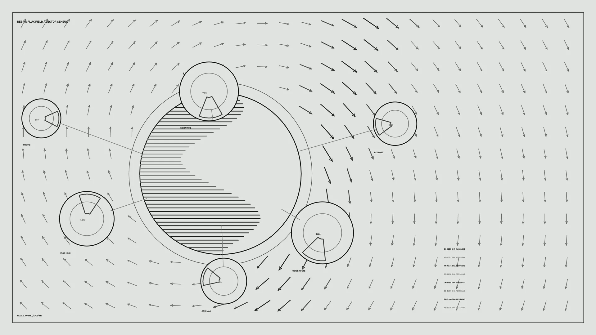 Monochrome orbital vector field schematic — free 3840x2160 4K wallpaper image
