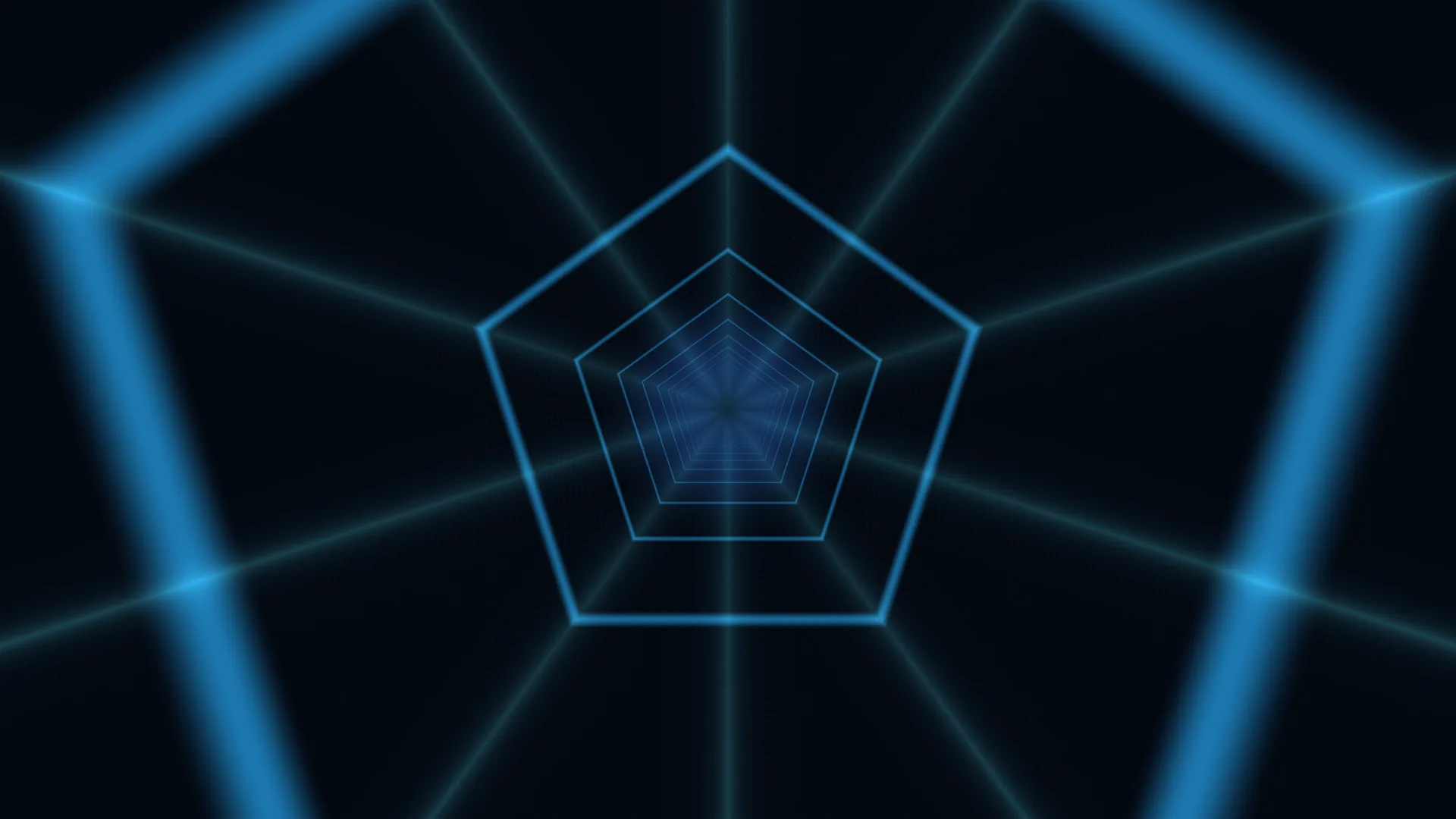 Blue pentagonal tunnel with radial light lines — free 3840x2160 4K wallpaper image