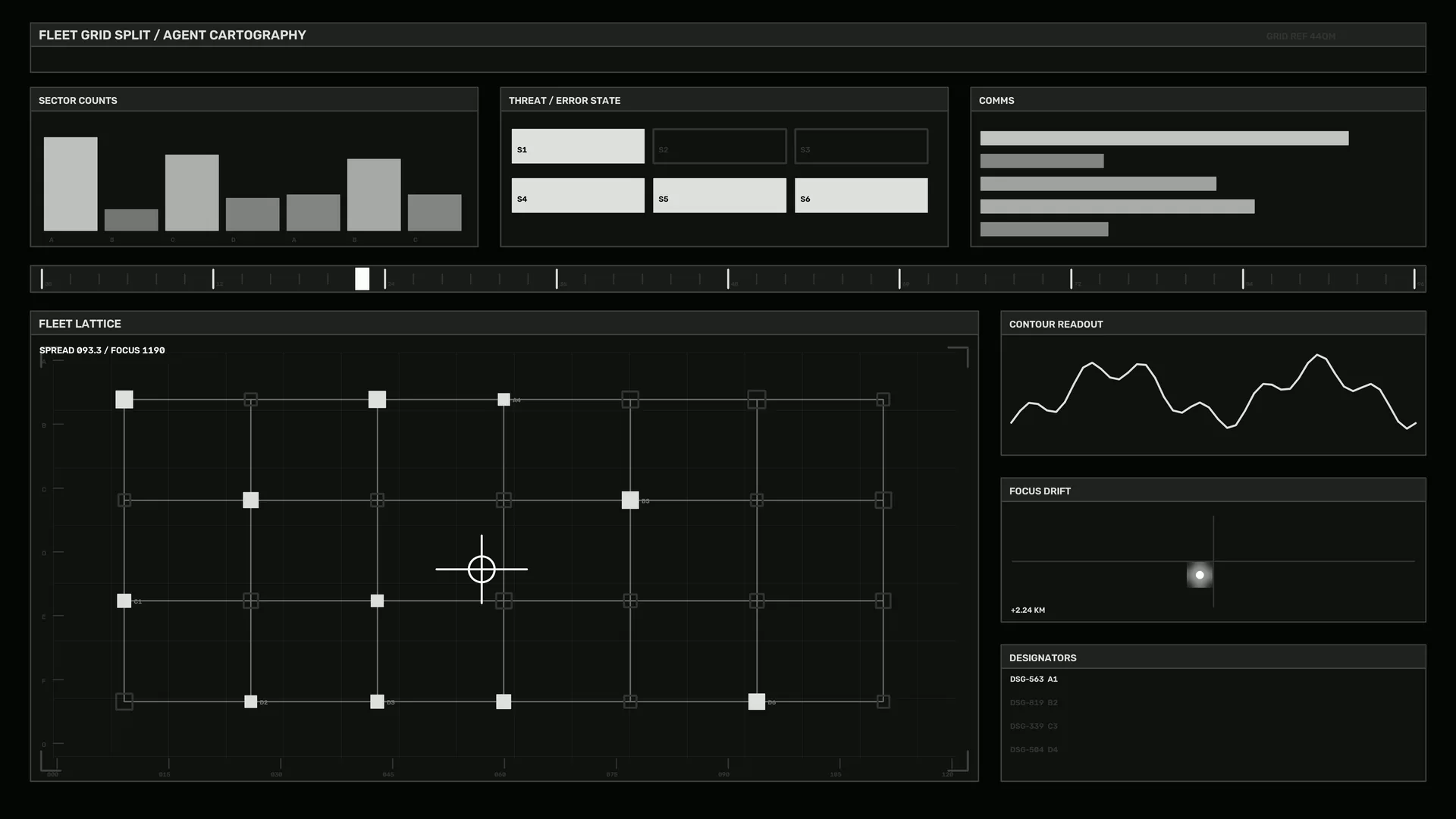 Dark fleet grid with technical telemetry panels — free 3840x2160 4K wallpaper image