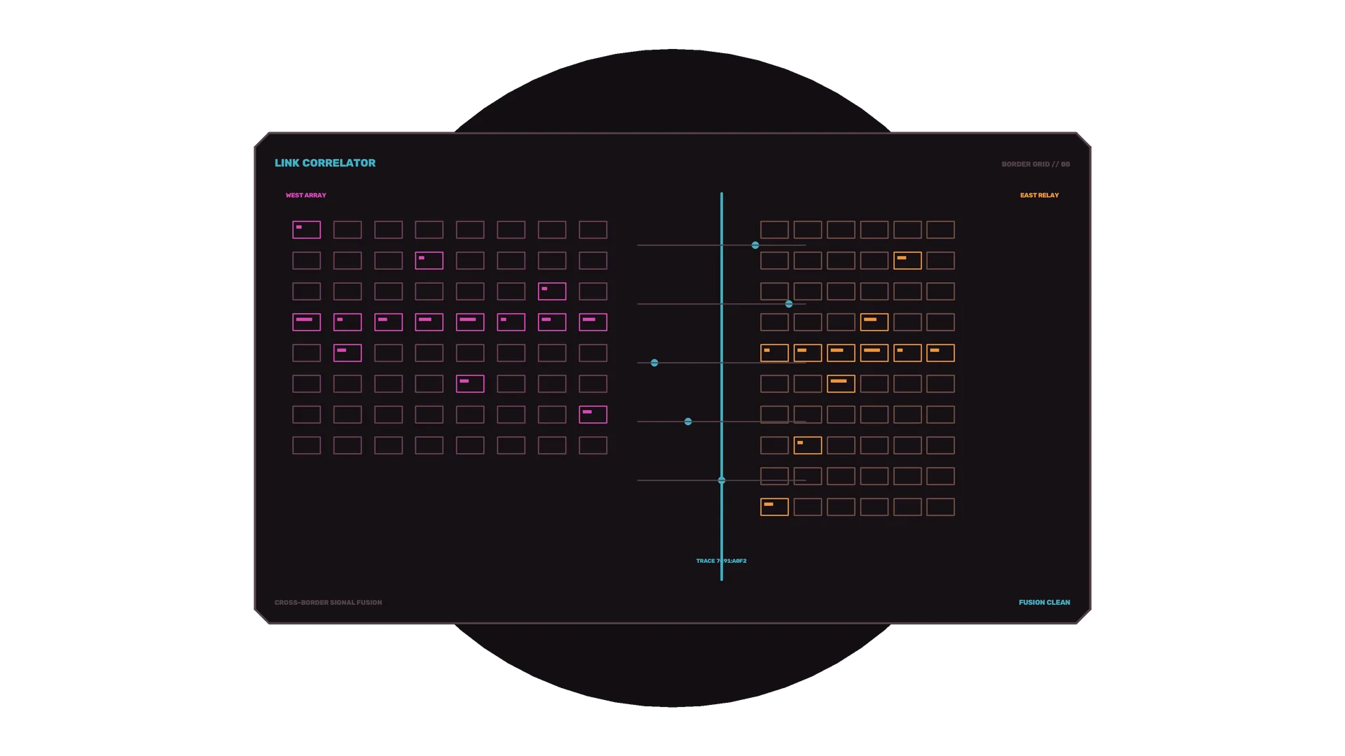 Dual relay grid with cyan signal spine — free 3840x2160 4K wallpaper image