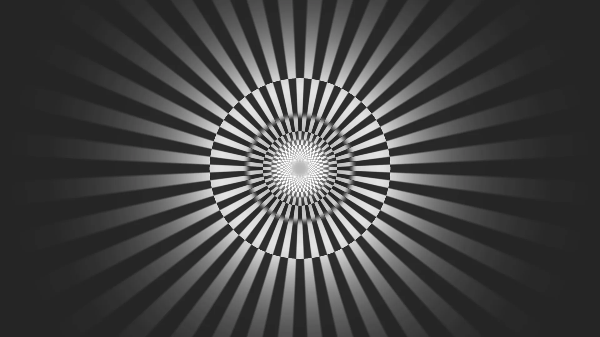 Monochrome radial tunnel with concentric rings — free 3840x2160 4K wallpaper image