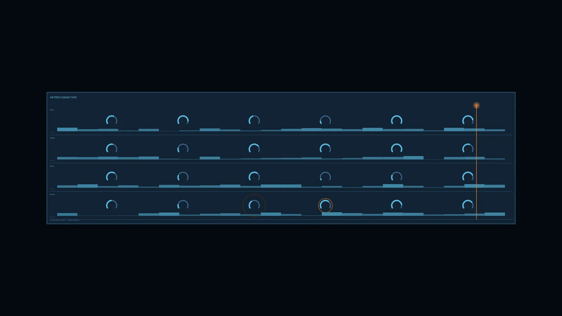 Blue sonogram grid with orange timing marker — free 3840x2160 4K wallpaper image