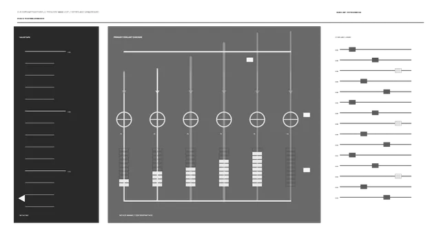 Monochrome coolant infrastructure control diagram — free 3840x2160 4K wallpaper image