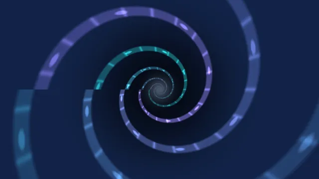 Luminous concentric spiral rings in deep blue — free 3840x2160 4K wallpaper image