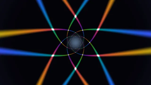 Chromatic orbital curves on a black field — free 3840x2160 4K wallpaper image