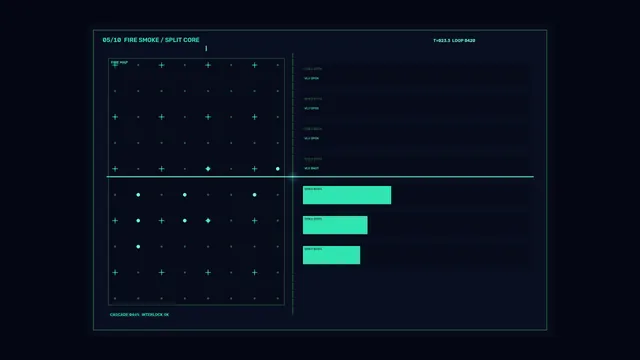 Neon fire map with split-core control grid — free 3840x2160 4K wallpaper image