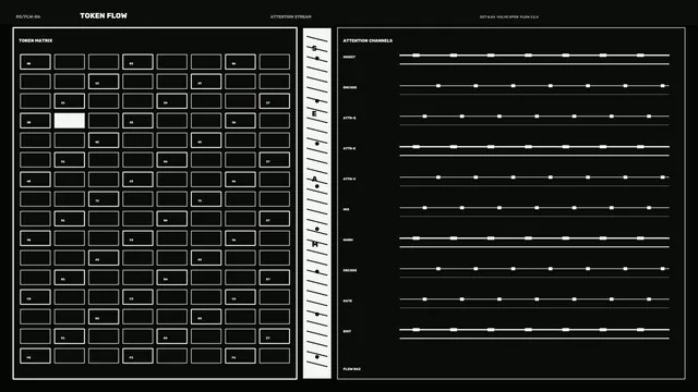 Monochrome token matrix and attention channels — free 3840x2160 4K wallpaper image