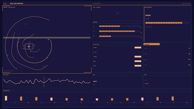 Dark navy technical control panel with orange diagrams — free 3840x2160 4K wallpaper image