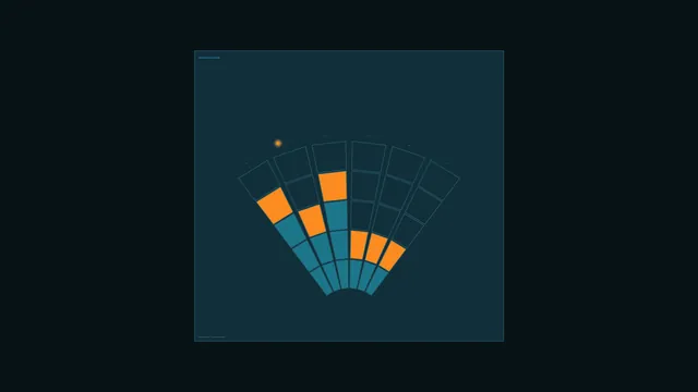 Radial blue grid with orange signal cells — free 3840x2160 4K wallpaper image
