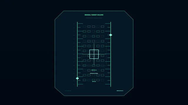 Neon bioseal target column schematic — free 3840x2160 4K wallpaper image