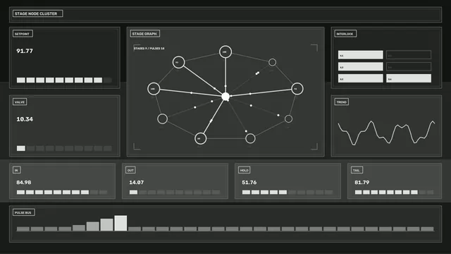 Monochrome stage node cluster dashboard — free 3840x2160 4K wallpaper image