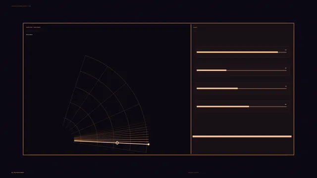 Copper radial chart on a dark technical grid — free 3840x2160 4K wallpaper image