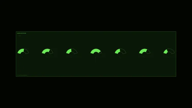 Green semicircle gauges on a dark technical panel — free 3840x2160 4K wallpaper image