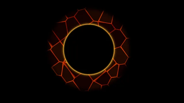 Glowing amber ring with cracked geometric surround — free 3840x2160 4K wallpaper image