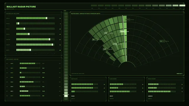 Green radar console with segmented sweep geometry — free 3840x2160 4K wallpaper image