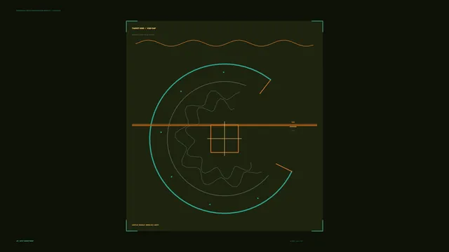 Teal orbital target diagram on an olive grid — free 3840x2160 4K wallpaper image